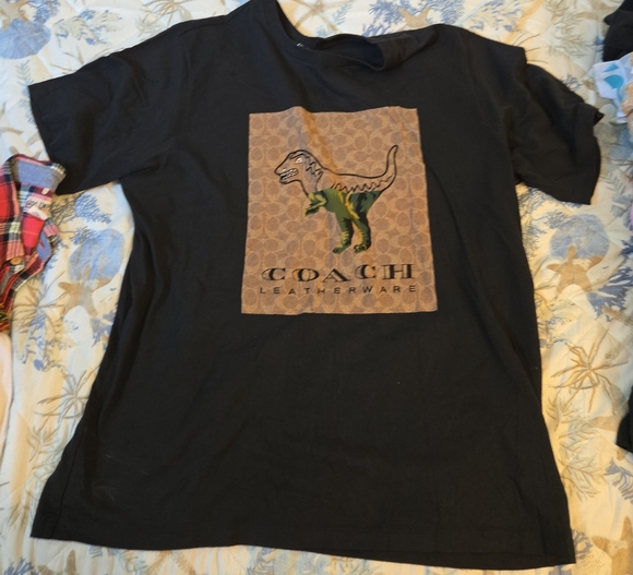 Coach Kids Black Tee with Green Dinosaur Graphic - Picture 1 of 3